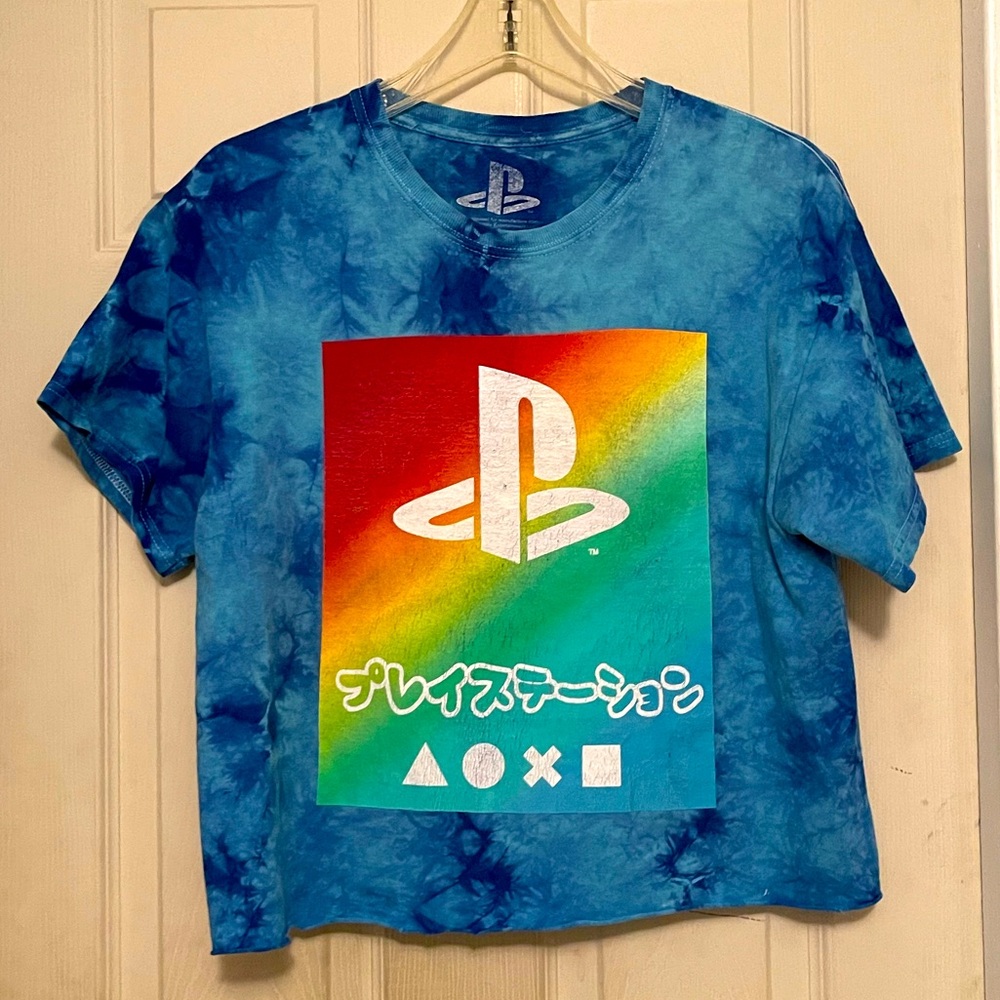 PlayStation Tie Dye Crop Tee Size Small